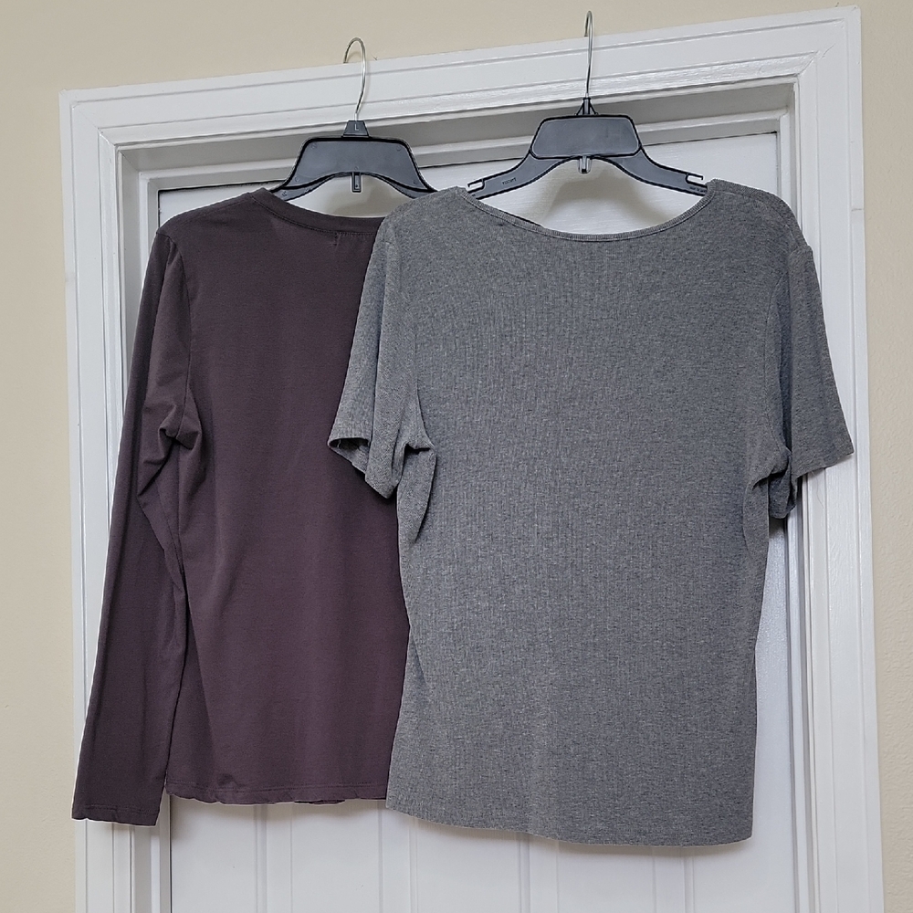 Gray V-Neck Tops